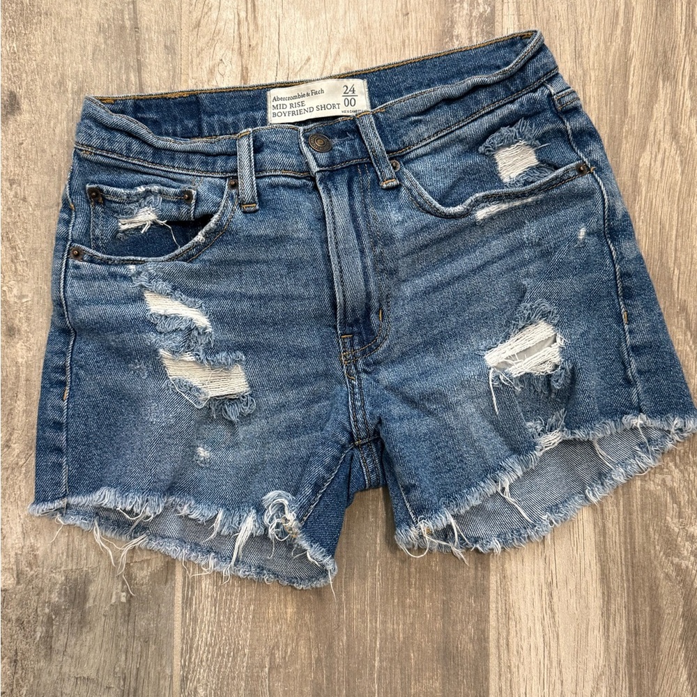 Abercrombie & Fitch Blue Distressed Jean Shorts